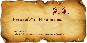 Hrncsár Hieronima névjegykártya